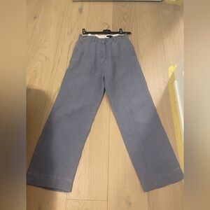 COS lavender-grey high waist wide leg linen pant